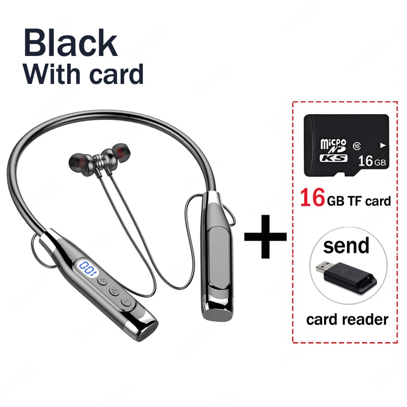 Wireless Bluetooth Neckband Earphones Long Battery Headphones With TF Card Support 7