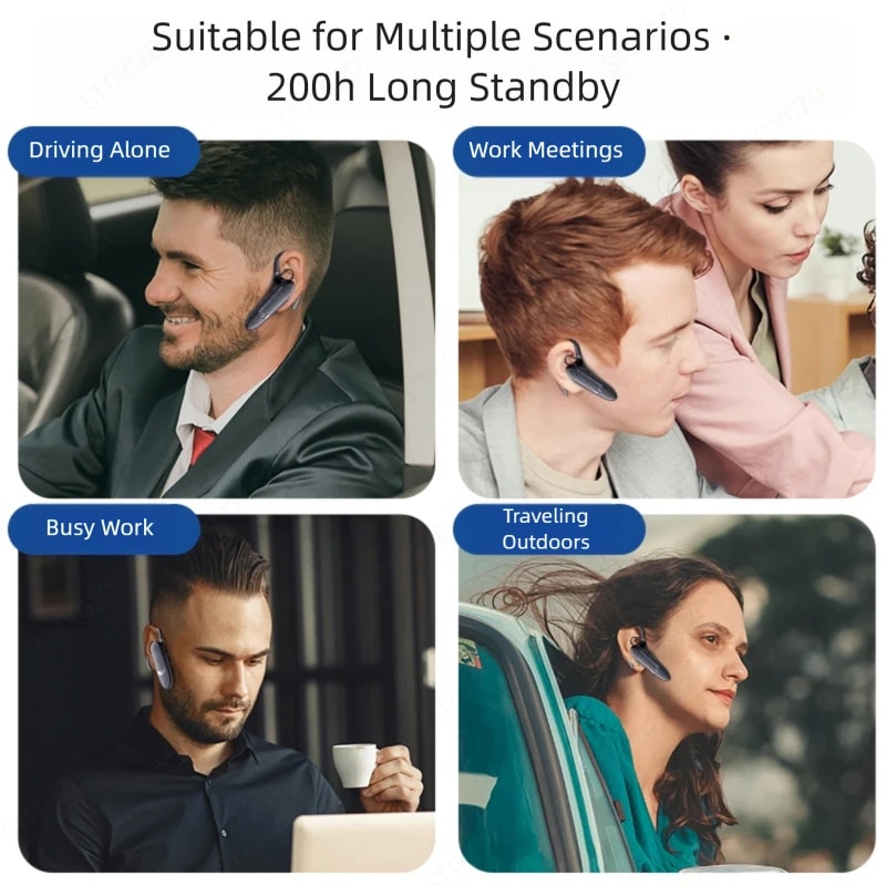 Wireless Bluetooth Headset With ENC Noise Cancelling Mic For Driving And Business Calls 5