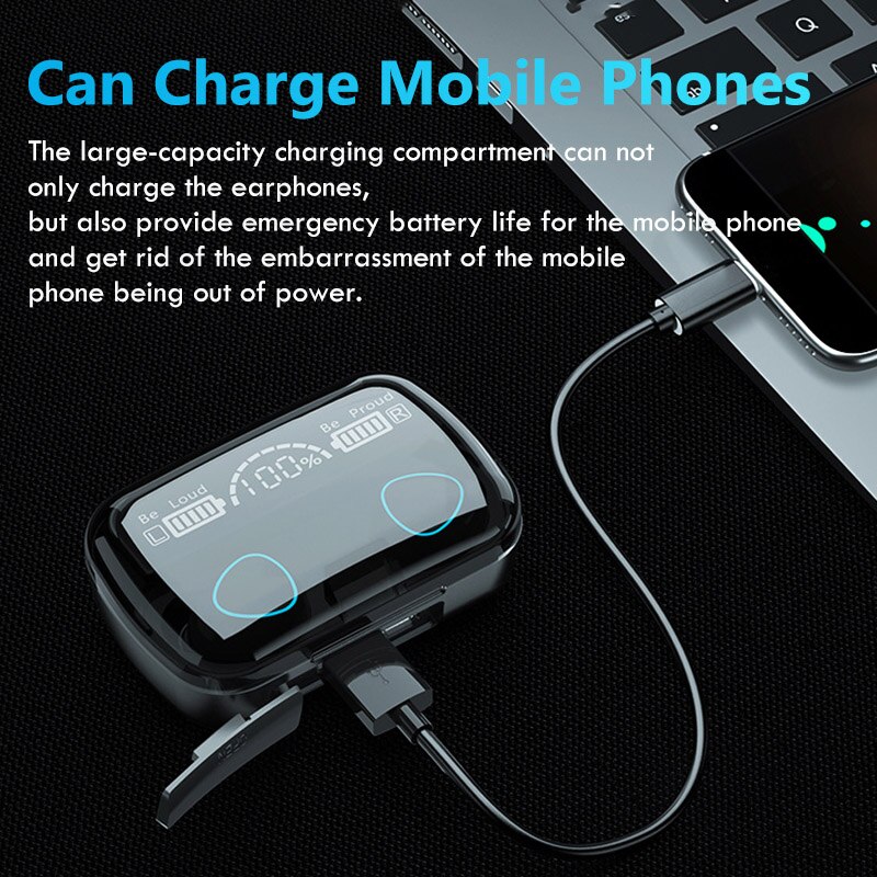 Sport Ready Wireless Bluetooth Earbuds with Power Bank & Mic Gaming Ready In Ear Headphones