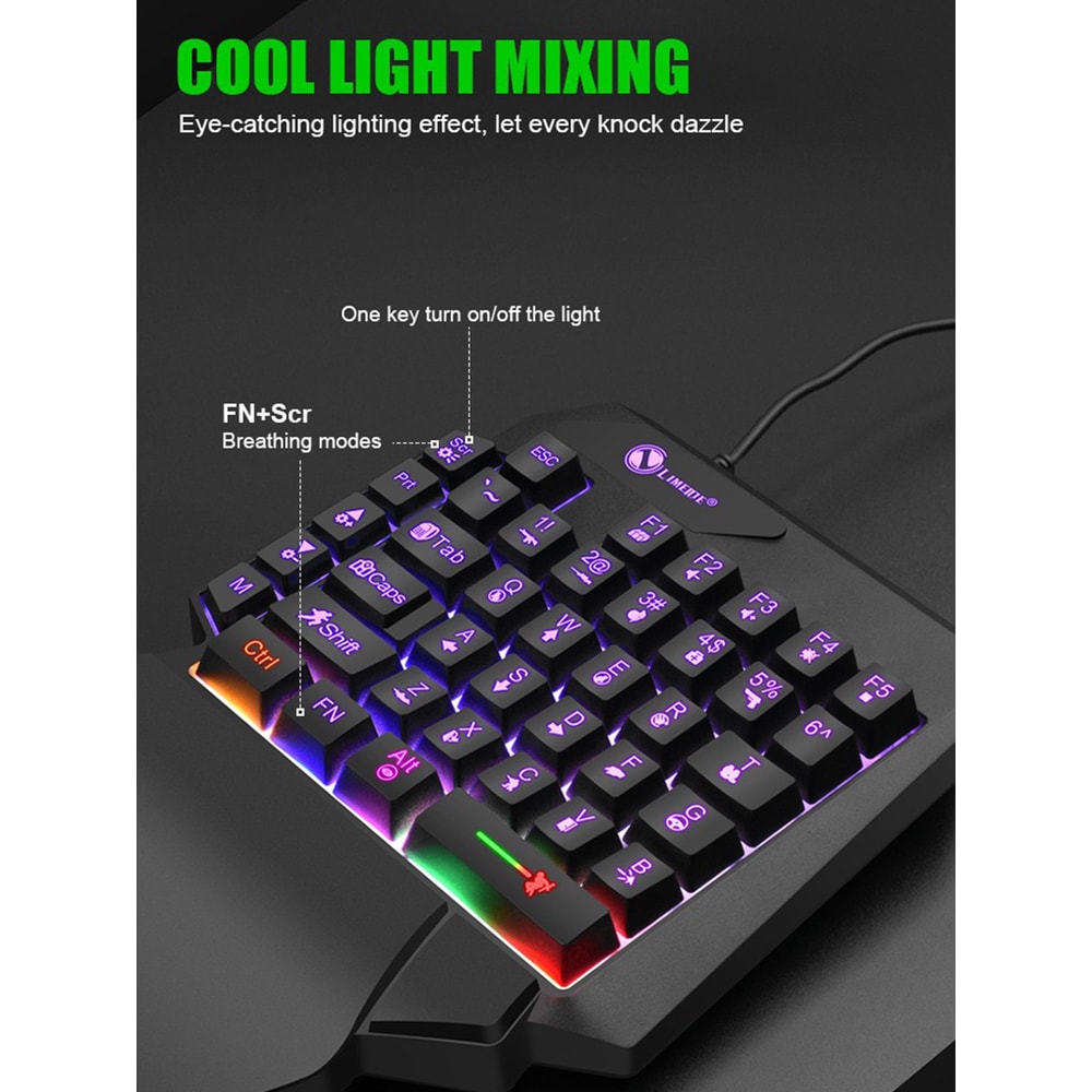 Mechanical One Handed RGB Wired Gaming Keyboard with Wrist Support & Radium Engraving