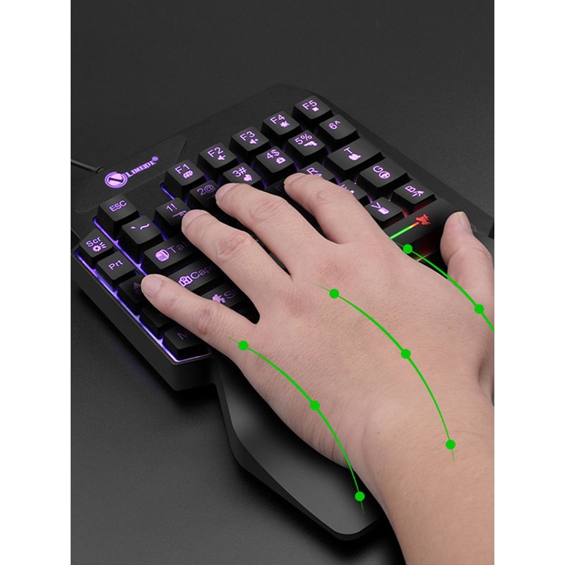 Mechanical One Handed RGB Wired Gaming Keyboard with Wrist Support & Radium Engraving