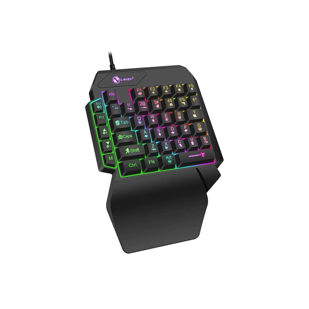 Mechanical One Handed RGB Wired Gaming Keyboard with Wrist Support & Radium Engraving