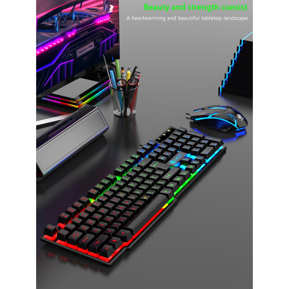 Ultimate Wired Gaming Keyboard Mouse Combo Backlit Floating Keycap Set 2