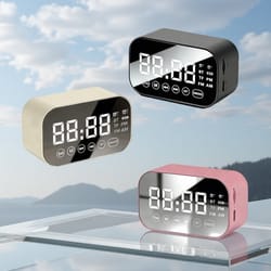 mirror bluetooth speaker alarm clock with dual alarms and fm radio