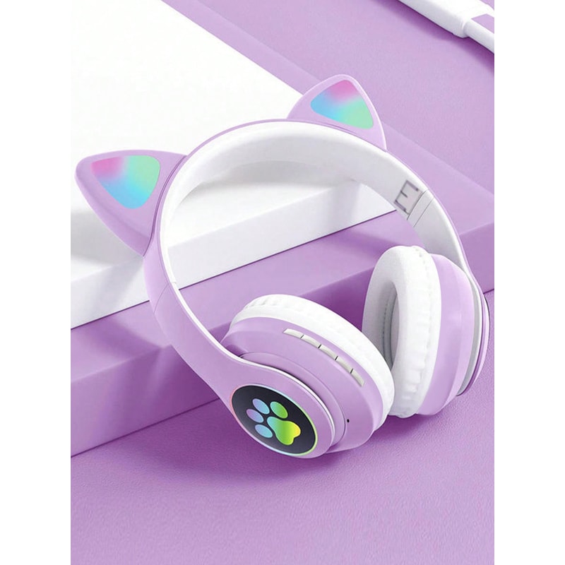 Wireless LED Cat Ear Bluetooth Headphones Foldable Deep Bass Headset 0