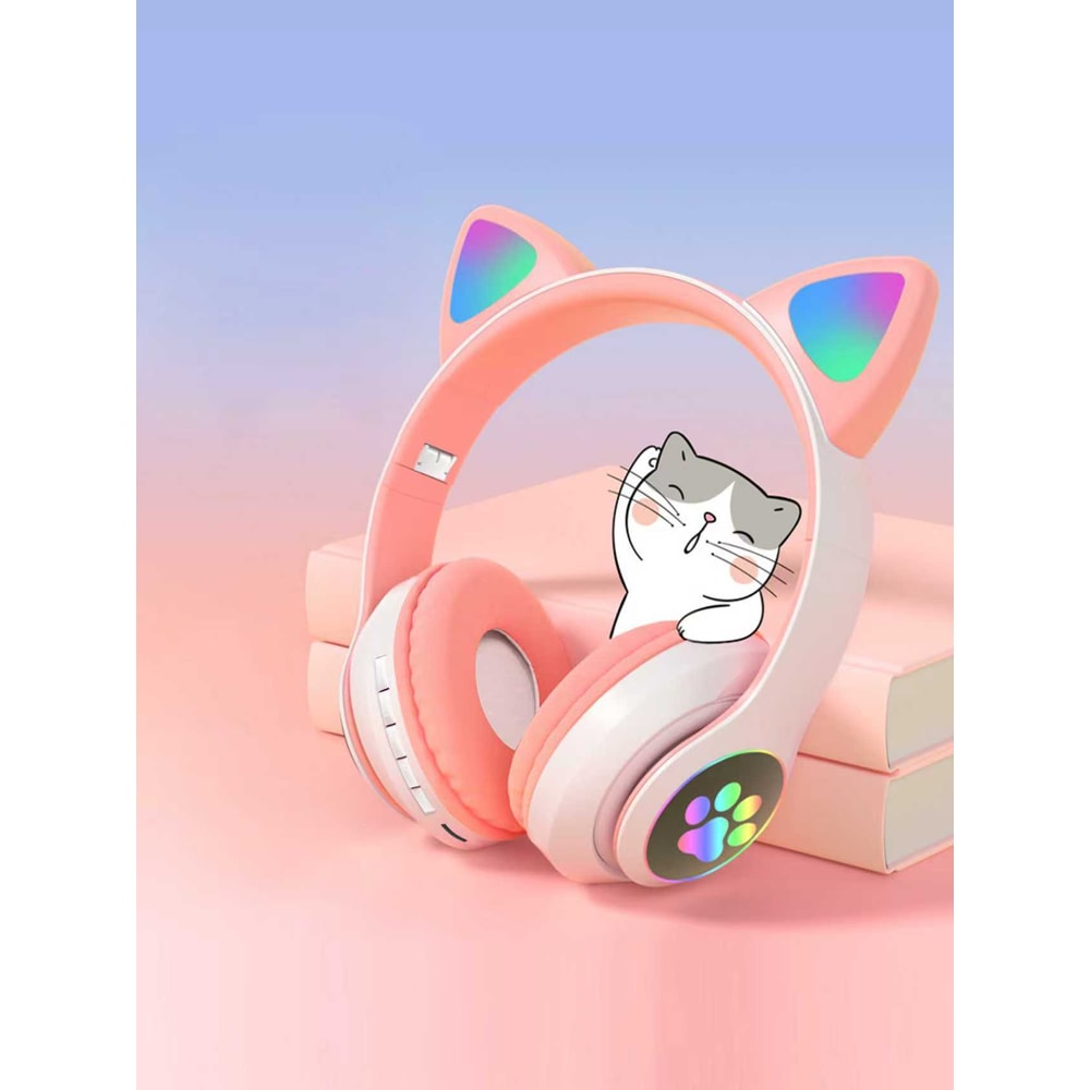 Wireless LED Cat Ear Bluetooth Headphones Foldable Deep Bass Headset 1