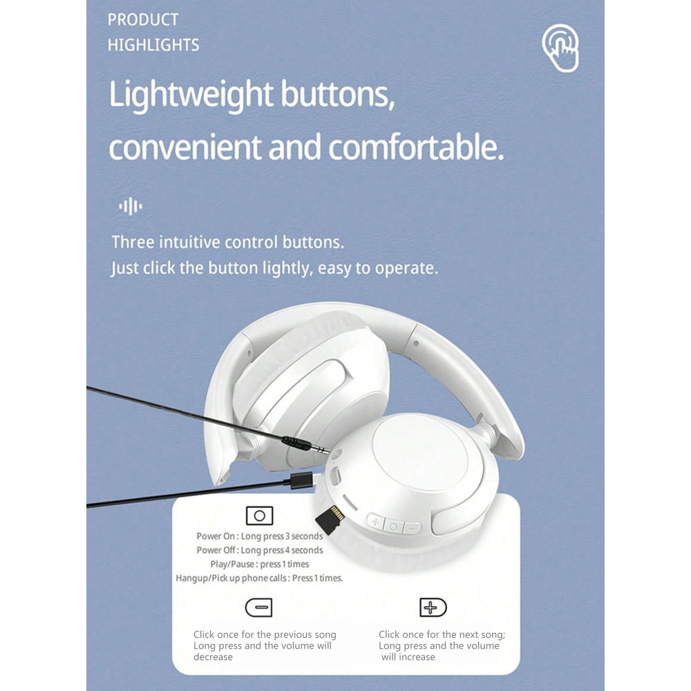 Foldable Wireless Bluetooth OverEar Headphones Low Latency Gaming Sports Headset With Extended Bat 4