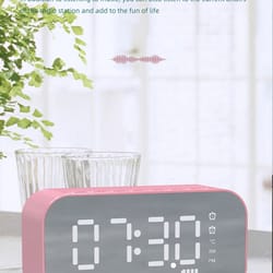 auratune mirror alarm clock and wireless bluetooth speaker phone stand