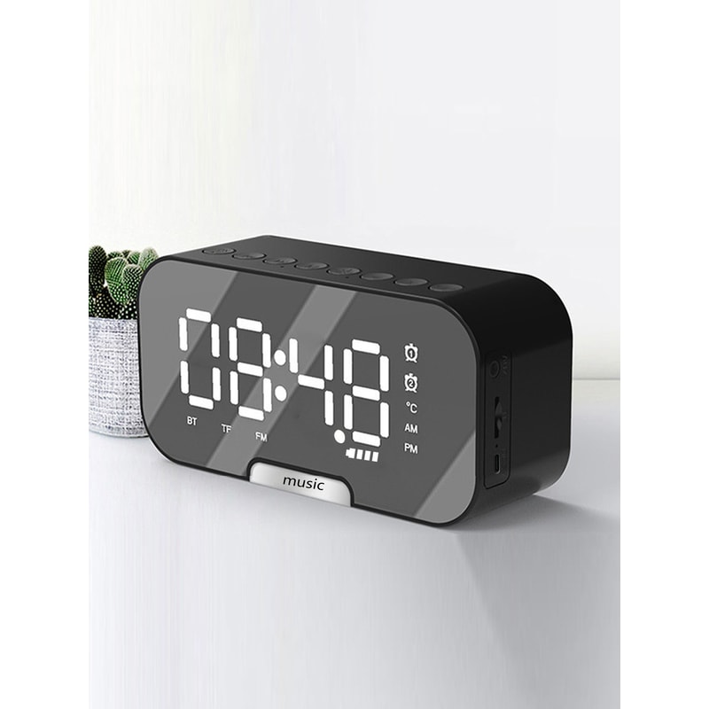 AuraTune Mirror Alarm Clock And Wireless Bluetooth Speaker Phone Stand 5