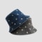 Embroidered Daisy Denim Bucket Hat Chic Sun Protection 0