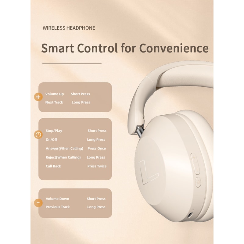 Premium Over Ear Bluetooth Headphones With Mic Wireless Bluetooth Headset For Calls Music Gaming 4