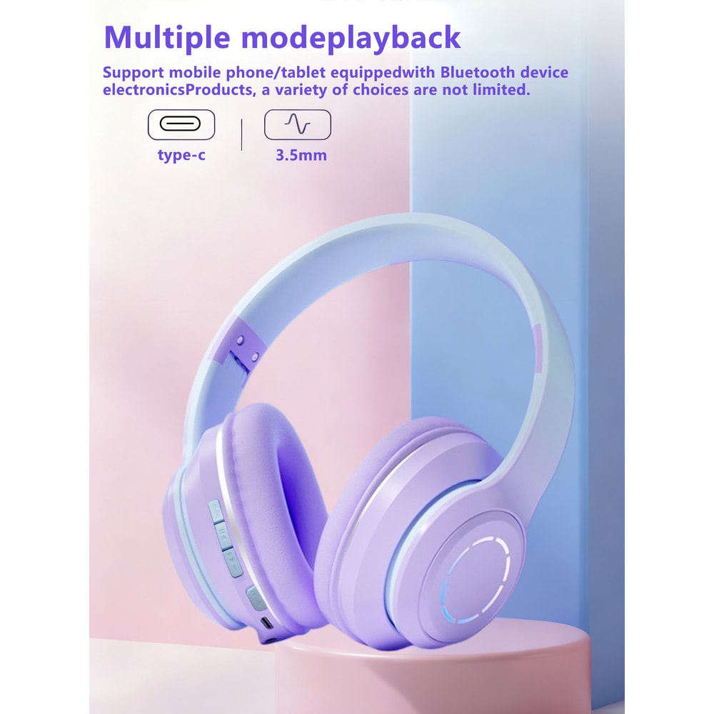 Wireless Gradient RGB Gaming Headphones With Noise Cancellation Long Battery 1