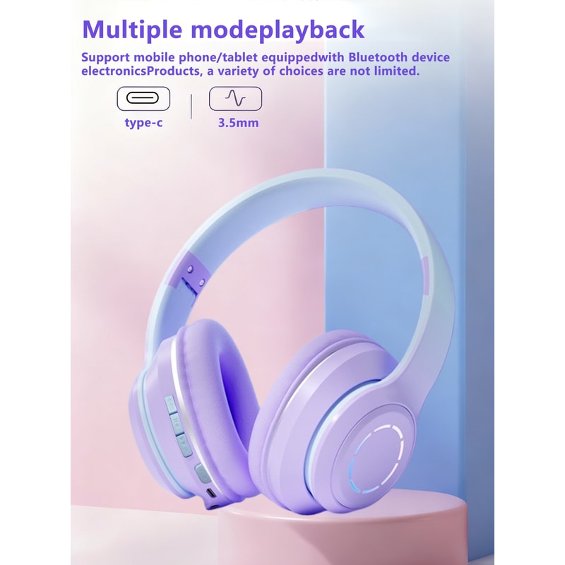 Wireless Gradient RGB Gaming Headphones With Noise Cancellation Long Battery 1
