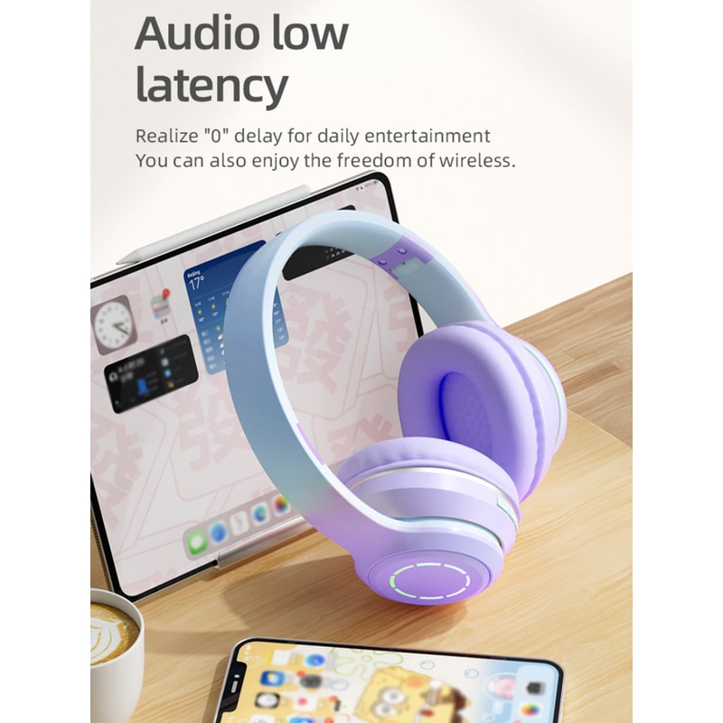 Wireless Gradient RGB Gaming Headphones With Noise Cancellation Long Battery 2
