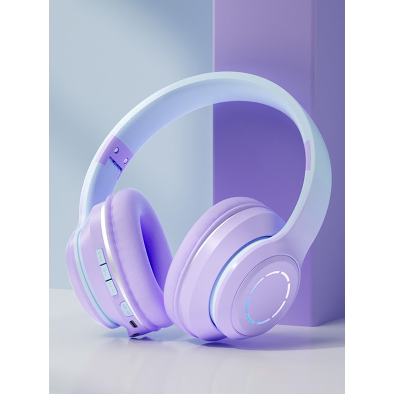 Wireless Gradient RGB Gaming Headphones With Noise Cancellation Long Battery 5