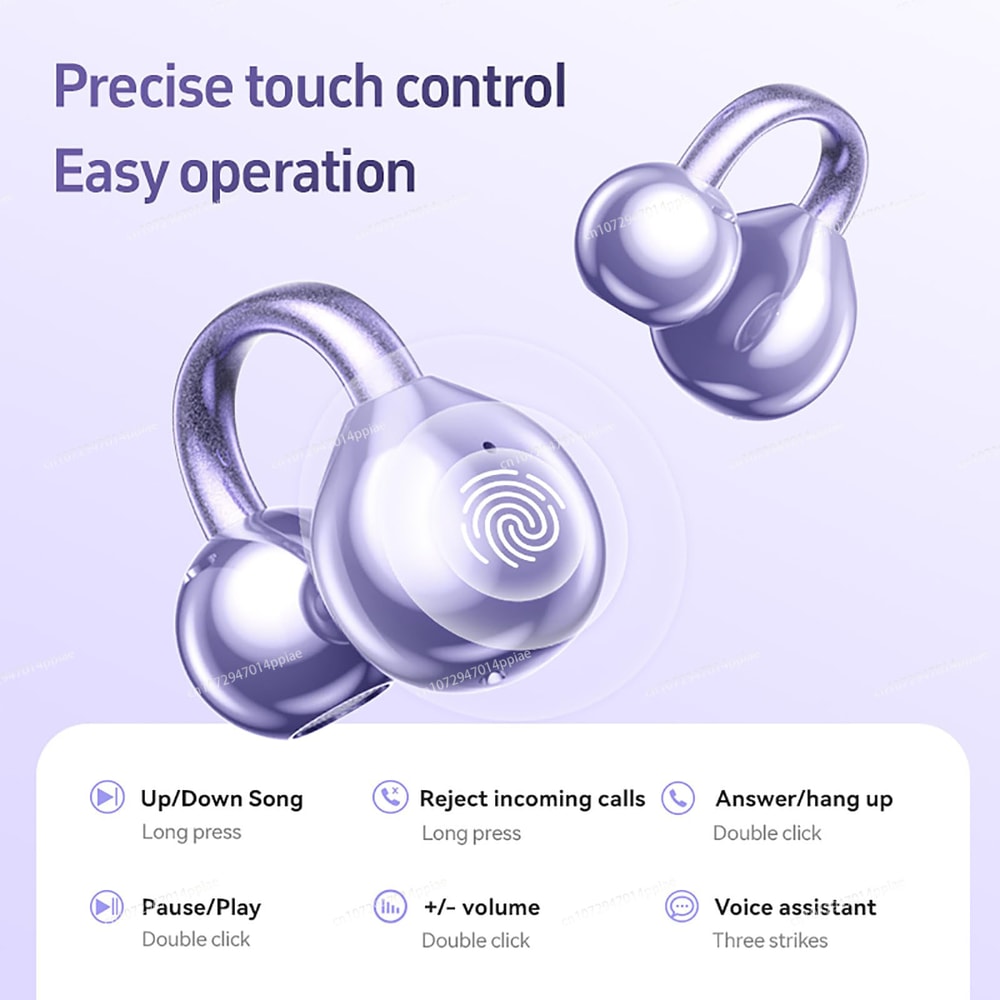 ComfortClip Pro Bluetooth Clip On Earbuds Open Ear Wireless Headphones with Long Battery & Mic
