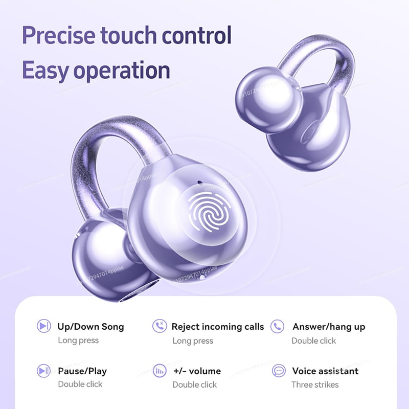 ComfortClip Pro Bluetooth Clip On Earbuds Open Ear Wireless Headphones with Long Battery & Mic