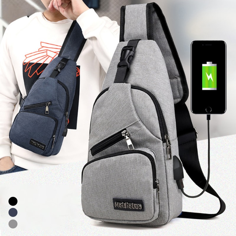 USB Charging Sling Bag For Men Anti Theft Chest Crossbody Travel Bag 1