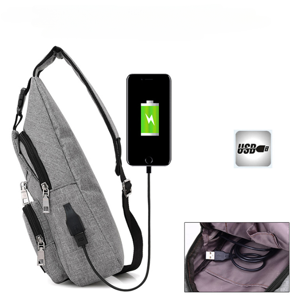 USB Charging Sling Bag For Men Anti Theft Chest Crossbody Travel Bag 4