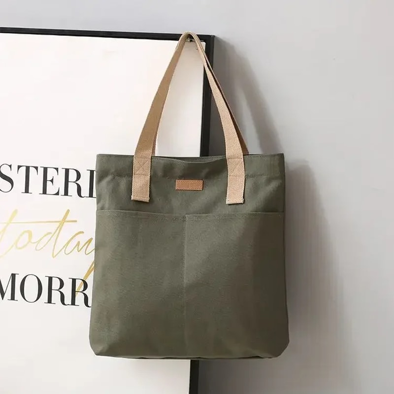 Womens Large Canvas Tote Bag Spacious Reusable Shopping Beach Bag With Shoulder Strap 7