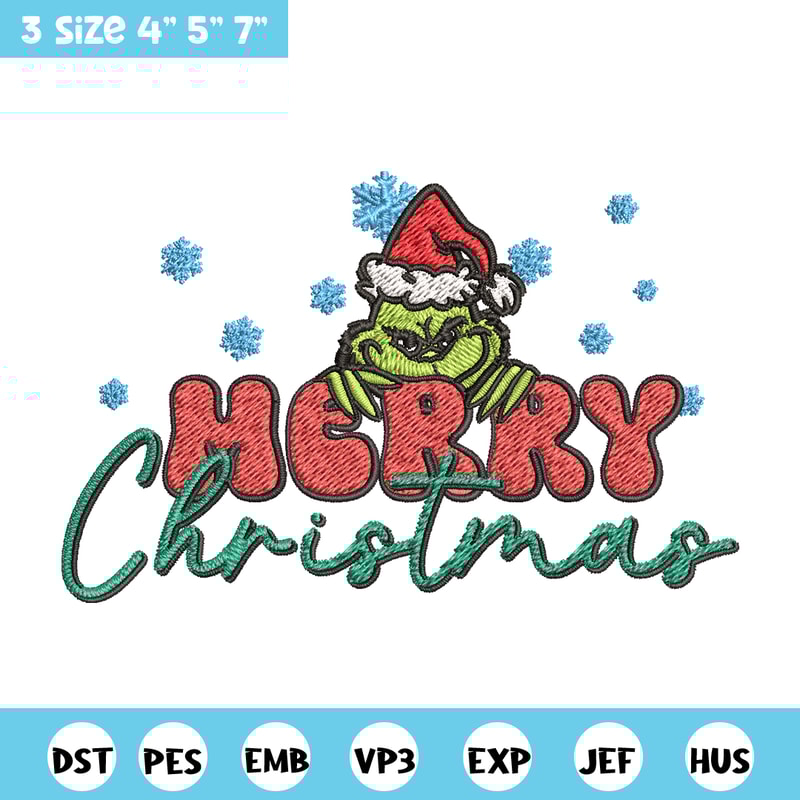 Merry Grinch Embroidery design, Grinch Merry Christmas Embroidery, Grinch design, Embroidery File, Digital download.jpg