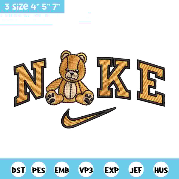 Nike teddy bear embroidery design, Bear embroidery, Nike design,Embroidery file,Embroidery shirt,Digital download.jpg