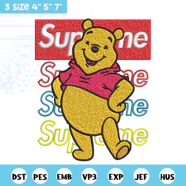 Supreme Winnie The Pooh Embroidery design, Winnie The Pooh Embroidery, cartoon design, Embroidery File, Instant download.jpg