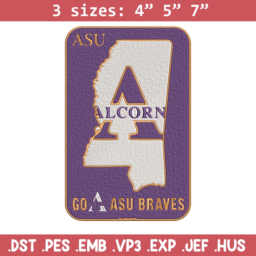 Alcorn State logo embroidery design, Logo embroidery, Sport embroidery, logo sport embroidery, Embroidery design.jpg