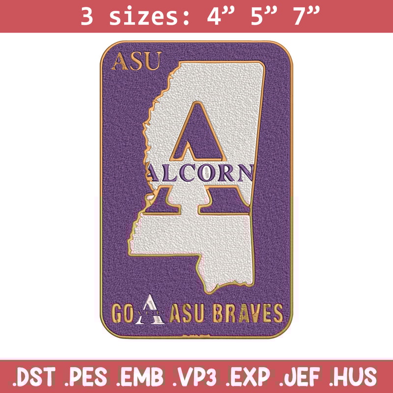 Alcorn State logo embroidery design, Logo embroidery, Sport embroidery, logo sport embroidery, Embroidery design.jpg