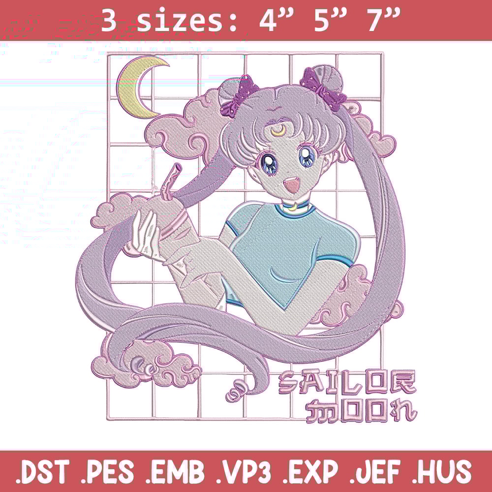 Chibi moon Embroidery Design, Sailor moon Embroidery, Embroidery File, Anime Embroidery, Anime shirt, Digital download.jpg