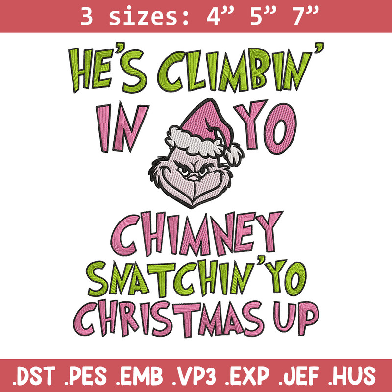 Chrismas up Embroidery Design, Grinch Embroidery, Embroidery File, Chrismas Embroidery, Anime shirt, Digital download.jpg