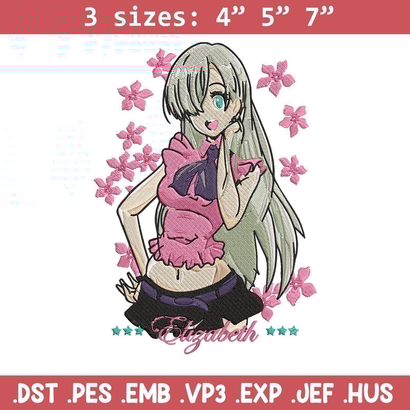 Elizabeth Embroidery Design, Seven Deadly Sins Embroidery, Embroidery File,Anime Embroidery,Anime shirt,Digital download.jpg