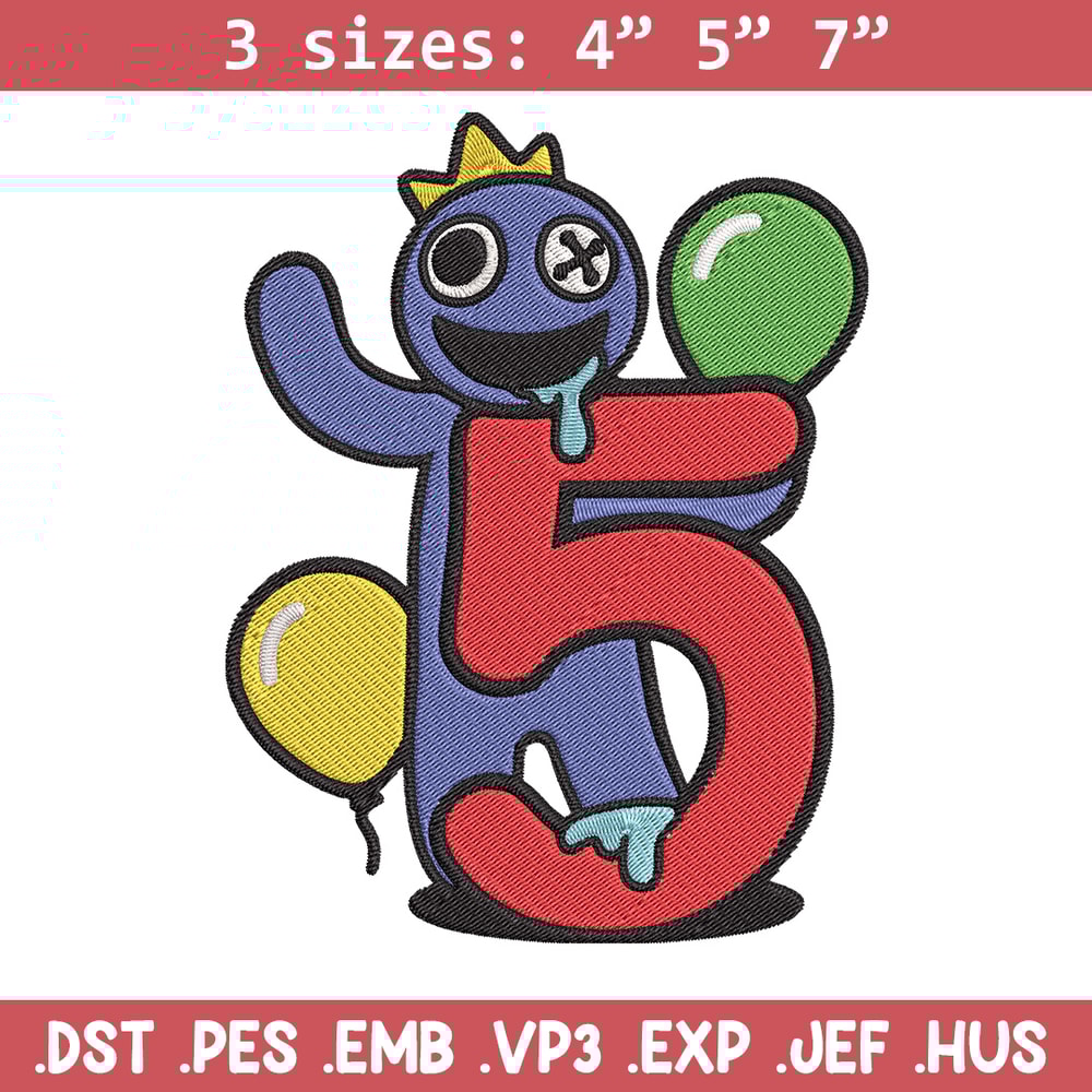 Blue Rainbow Embroidery Design, Rainbow Friends Embroidery, Embroidery File, Anime Embroidery, Digital download.jpg