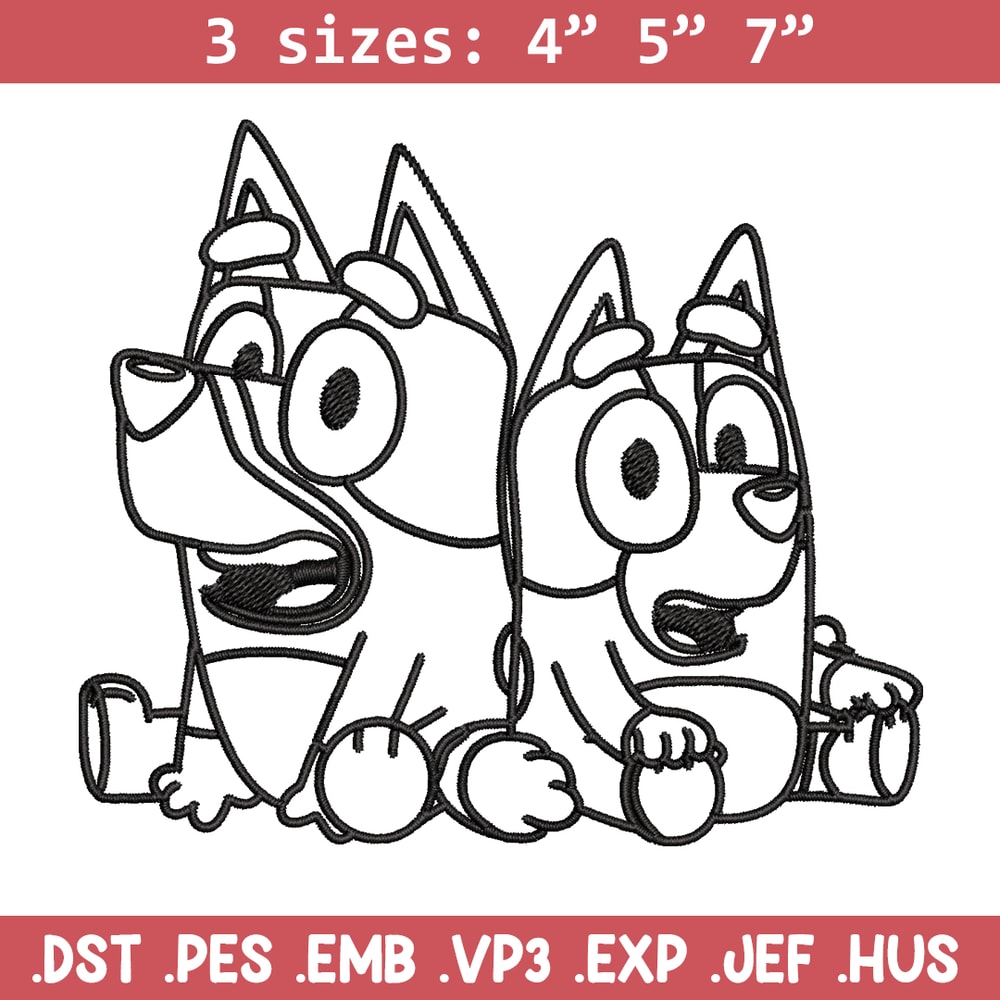 Bluey Bingo Coloring Pages Embroidery, Bluey Embroidery, Embroidery File, cartoon design, logo shirt, Digital download..jpg