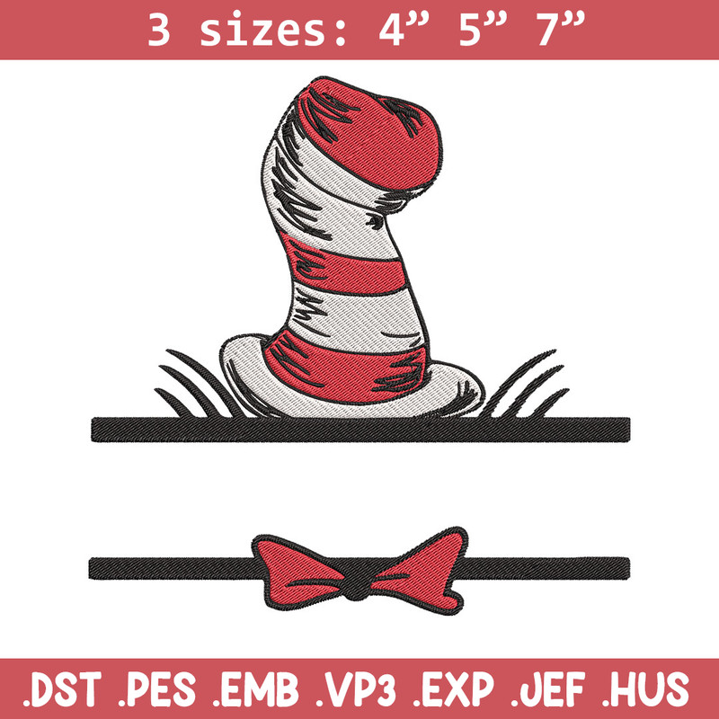 Dr seuss hat Embroidery Design, Cat In The Hat Embroidery, Embroidery File, logo shirt, Digital download..jpg