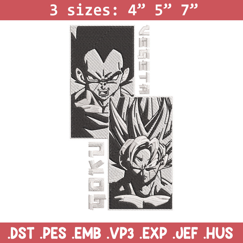 Goku x Vegeta Embroidery Design, Dragonball Embroidery, Embroidery File, Anime Embroidery, Anime shirt, Digital download.jpg