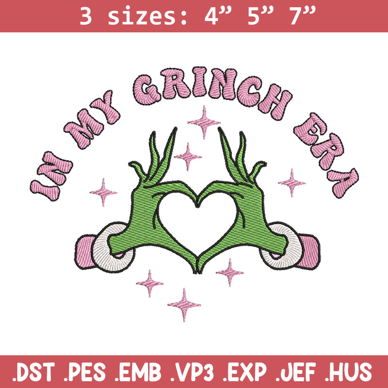 In my Grinch era embroidery design, Grinch embroidery, Chrismas design,Embroidery shirt,Embroidery file,Digital download.jpg