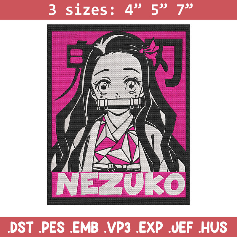 Kamado nezuko poster Embroidery Design, Demon slayer Embroidery, Embroidery File, Anime Embroidery, Digital download..jpg