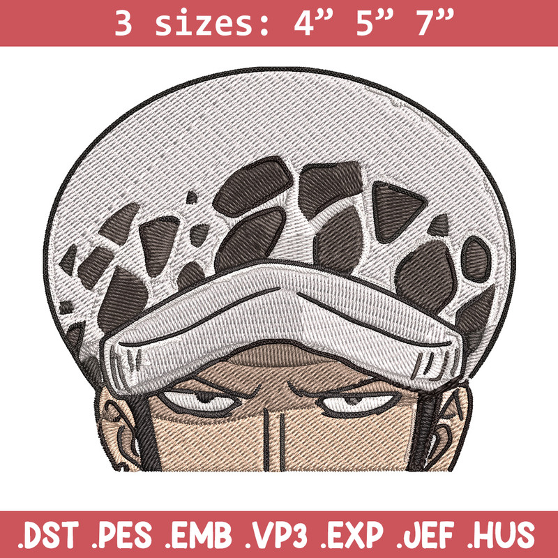 Law Peeker Embroidery Design, One piece Embroidery, Embroidery File, Anime Embroidery, Anime shirt, Digital download.jpg