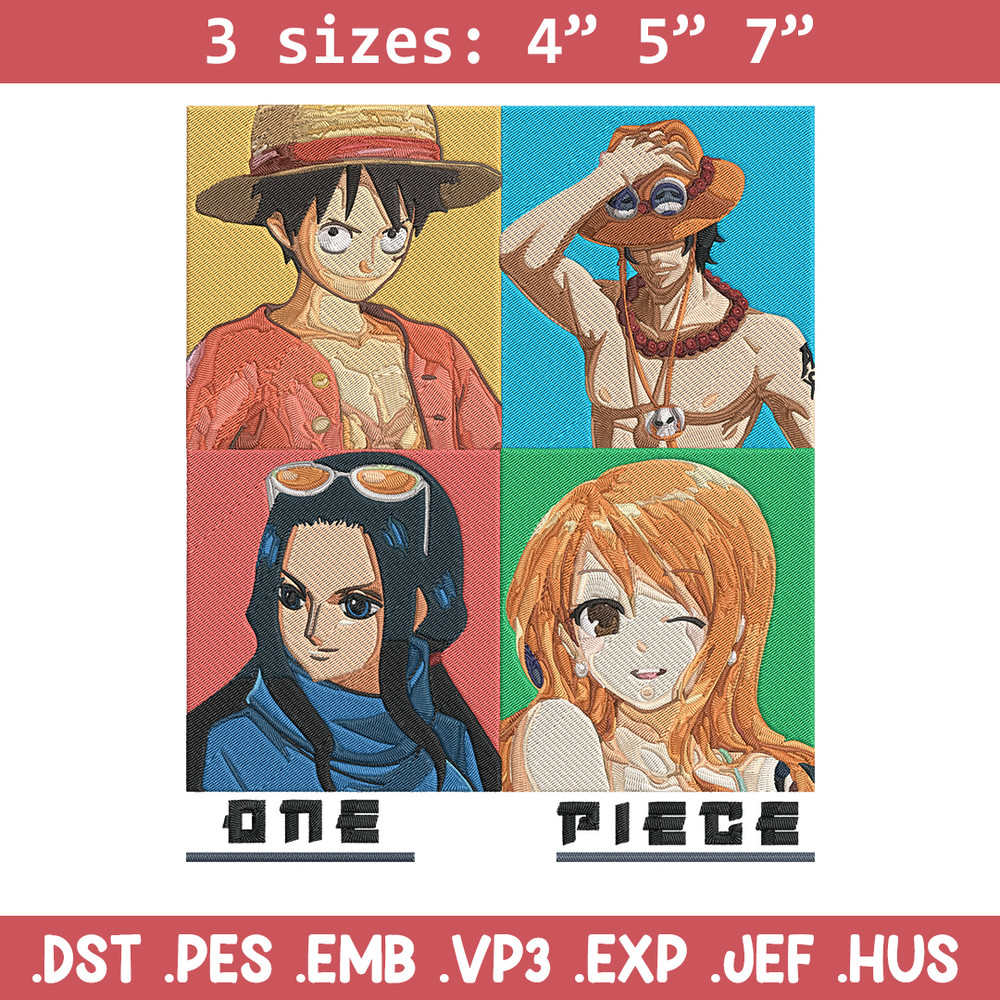 Luffy friends Embroidery Design, One piece Embroidery, Embroidery File, Anime Embroidery, Anime shirt, Digital download..jpg