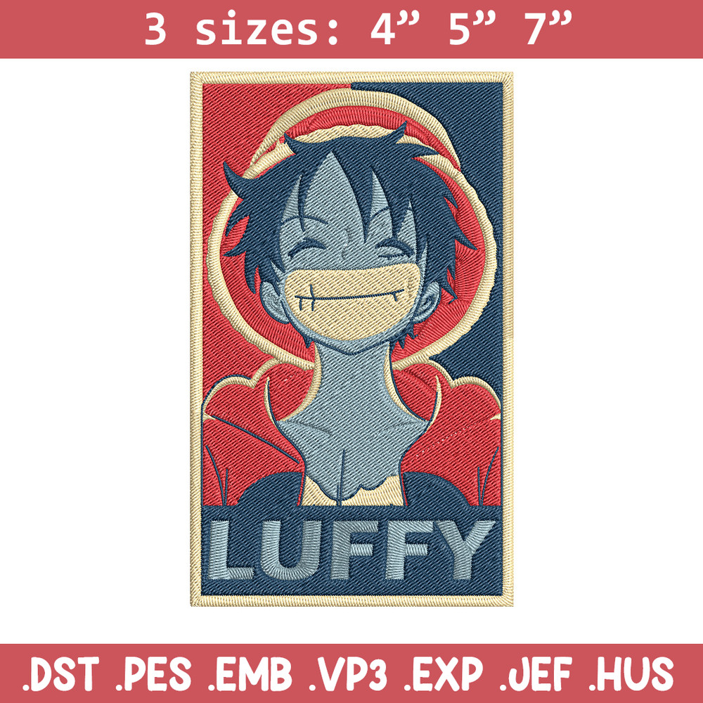 Luffy poster Embroidery Design, One piece Embroidery, Embroidery File, Anime Embroidery, Anime shirt, Digital download..jpg