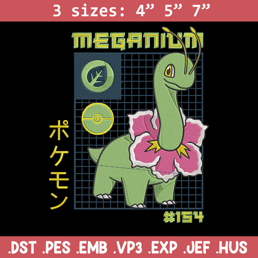 Meganium poster Embroidery Design, Pokemon Embroidery, Embroidery File, Anime Embroidery, Anime shirt, Digital download.jpg