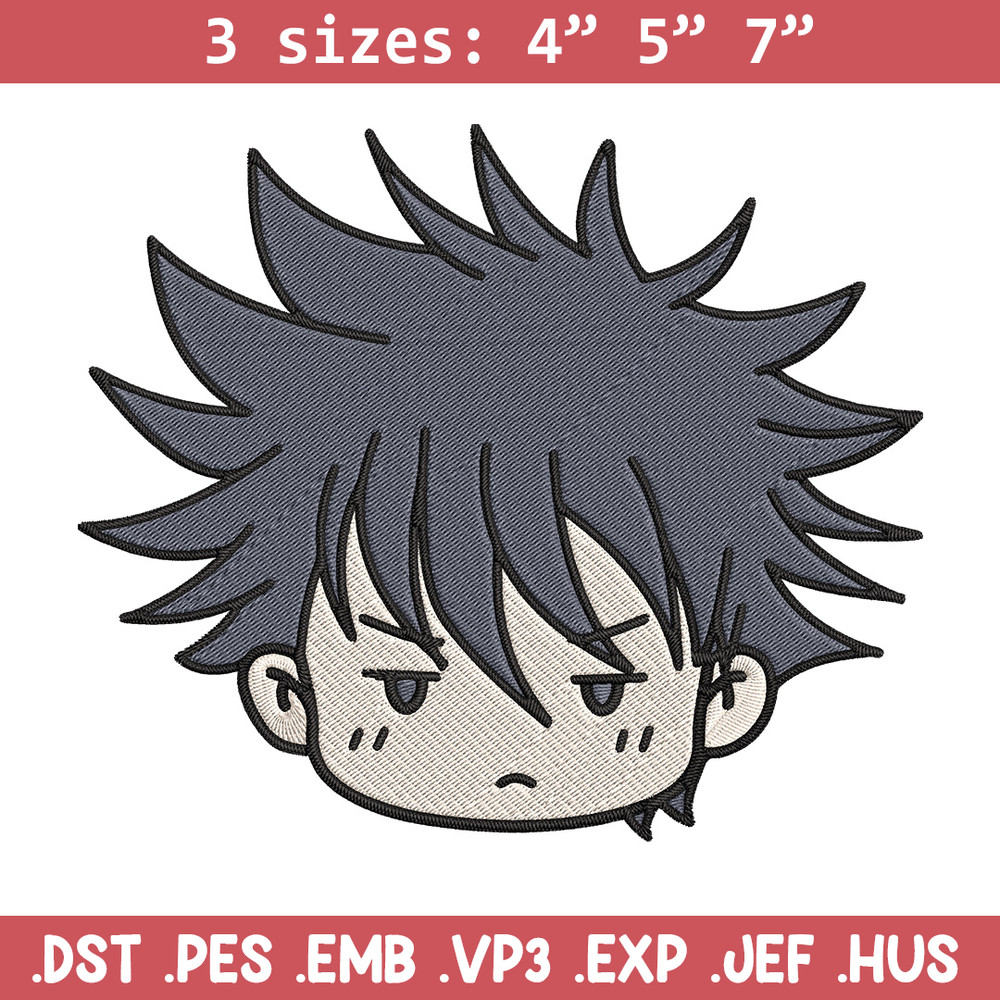 Megumi chibi Embroidery Design, Jujutsu Embroidery, Embroidery File, Anime Embroidery, Anime shirt,Digital download.jpg