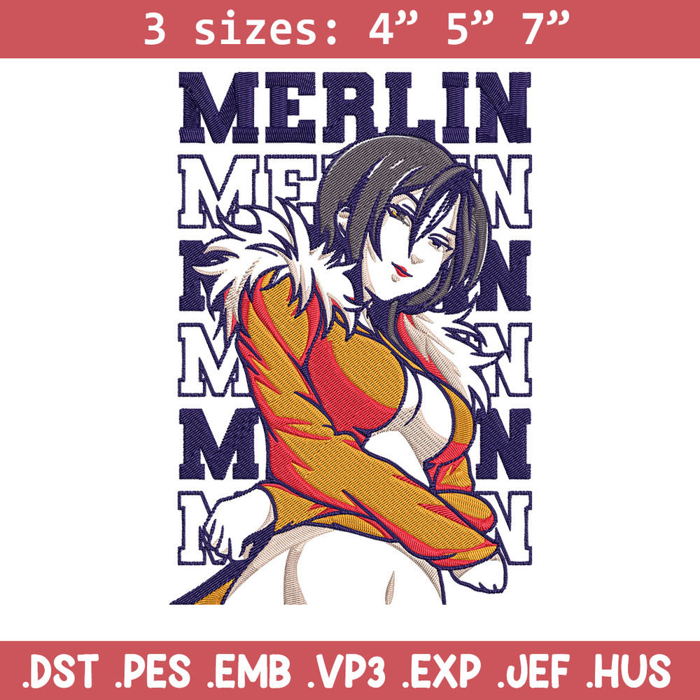 Merlin Embroidery Design, Seven Deadly Sins Embroidery, Embroidery File, Anime Embroidery, Anime shirt, Digital download.jpg
