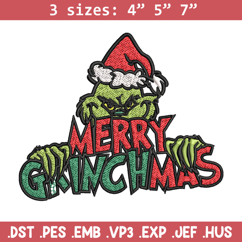 Merry christmas Grinch Embroidery design, Grinch christmas Embroidery, Grinch design, Embroidery File, Instant download..jpg