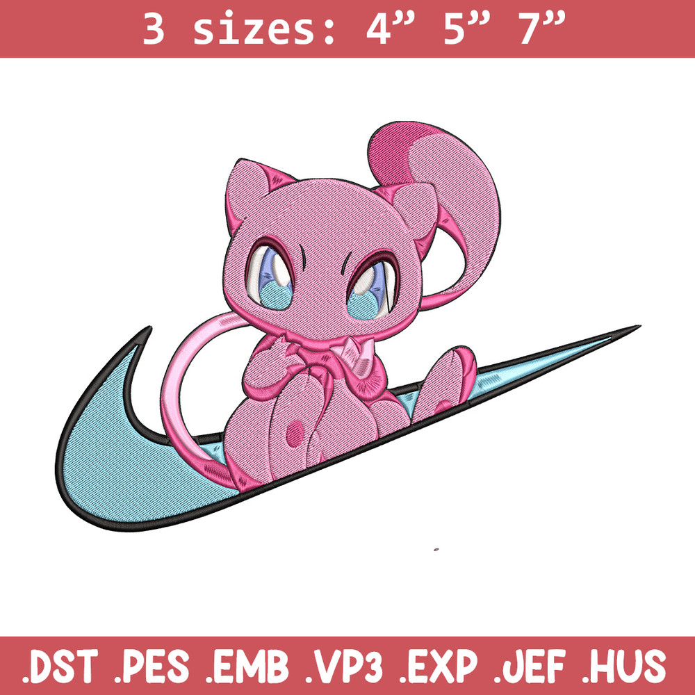 Mew x nike Embroidery Design, Pokemon Embroidery, Embroidery File, Nike Embroidery, Anime shirt, Digital download..jpg