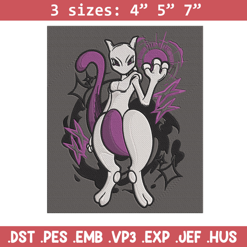 Mewtwo poster Embroidery Design, Pokemon Embroidery, Embroidery File, Anime Embroidery, Anime shirt, Digital download.jpg