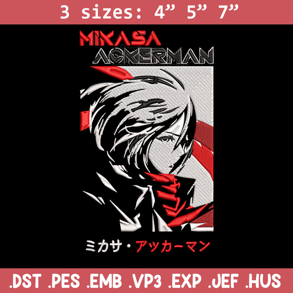 Mikasa Ackerman Embroidery Design, Aot Embroidery, Embroidery File, Anime Embroidery,Anime shirt, Digital download..jpg