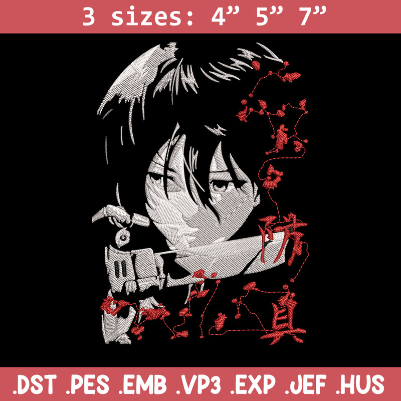 Mikasa Ackerman Embroidery Design, Aot Embroidery, Embroidery File, Anime Embroidery,Anime shirt, Digital download.jpg