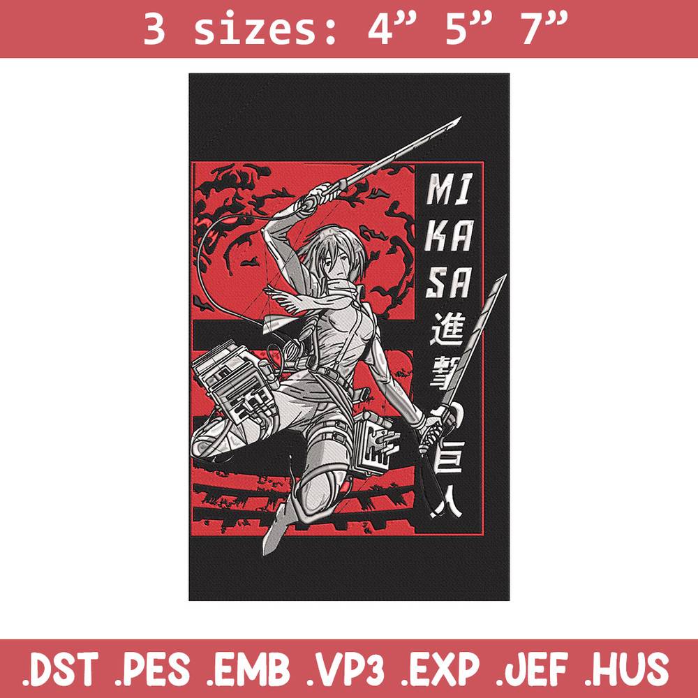 Mikasa poster Embroidery Design, Aot Embroidery, Embroidery File, Anime Embroidery,Anime shirt, Digital download.jpg